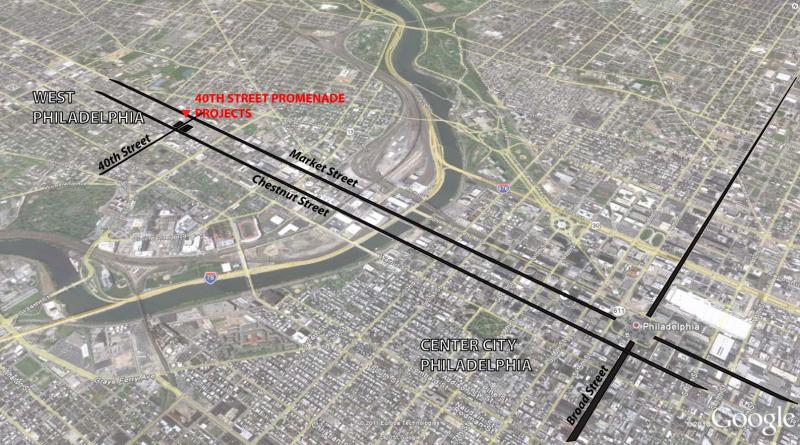 Philadelphia development corridor aerial map